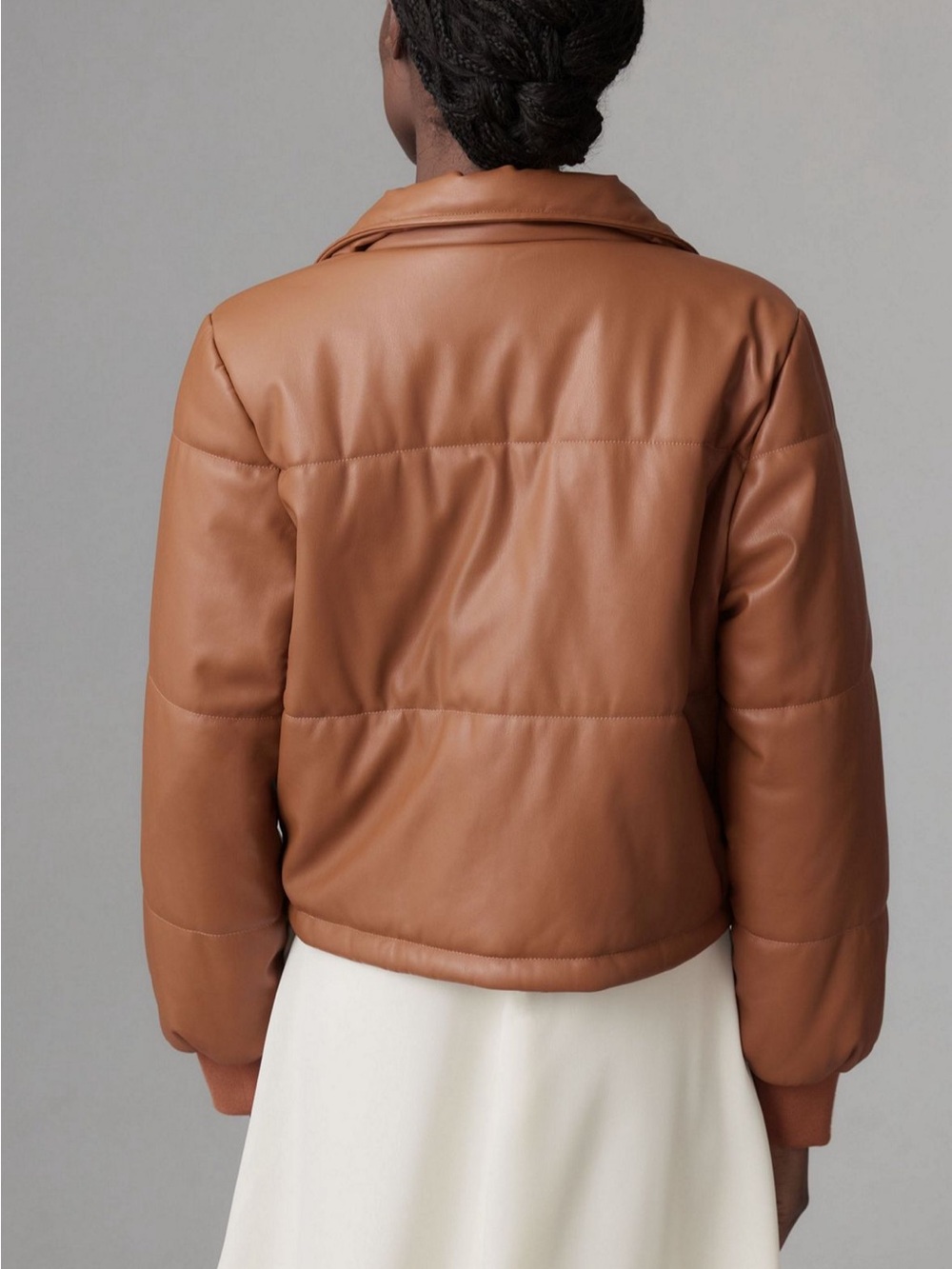 Anthropologie Vegan Leather Collared Puffer Jacket - Picture 2 of 9